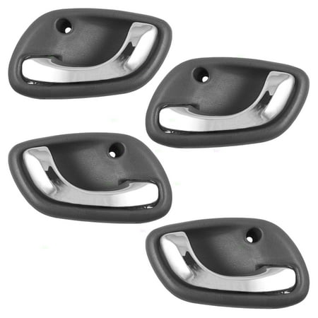Door Handle Base 4 Pc Set Inside Door Handles Gray Base w/ Chrome Levers Replacement for Chevy Tracker Suzuki Esteem Grand Vitara 8310460G01T01 8310360G015ES ()