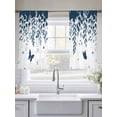 thumbnail image 5 of Blue Spring Botanical Sheer Curtains 54 Inch Length 2 Panels Set, Weeping Eucalyptus Butterfly Voile Window Treatment Rod Pocket Short Kitchen Curtains Drapes for Bedroom 52"x54"x2, 5 of 7