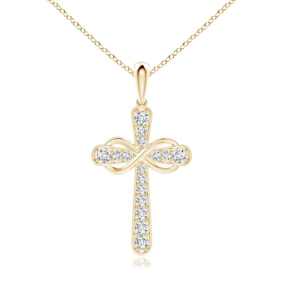 ANGARA Lab Grown Diamond Cross & Sideways Infinity Pendant for Women in 14K Yellow Gold (Size-2.6mm| Color-F-G| Clarity-VS) | Anniversary, Jewelry Gift for Women | Lab-Grown Diamond Necklace