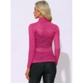 thumbnail image 4 of DARING DIVA Long Sleeve Mock Neck Floral Lace Blouse L Fuchsia, 4 of 6