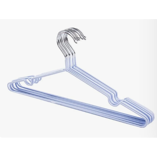 Paquete 20 Ganchos Ropa Tintoreria Metalicos Antiderrapantes Modelo Azul