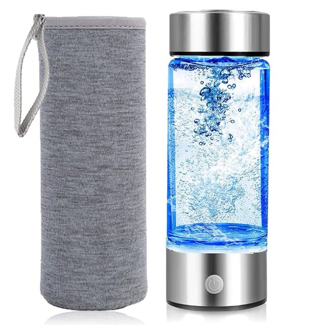 HAHDAXIA Hydrogen Water Bottle,Hydrogen Water Bottle Generator,Hydrogen Water Machine,H2 Life Hydrogen Water Bottle,Hydrogen Ionizer Water Bottle,Hydrogen Water Maker Bottle Glass (Sliver)