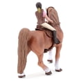 thumbnail image 4 of Vogacara Caballo marrón de simulación en miniatura con estatuilla de amazona y de Animal de silla de montar juguetes de modelos de colección Juguetes Vogacara FN006285-00, 4 of 6