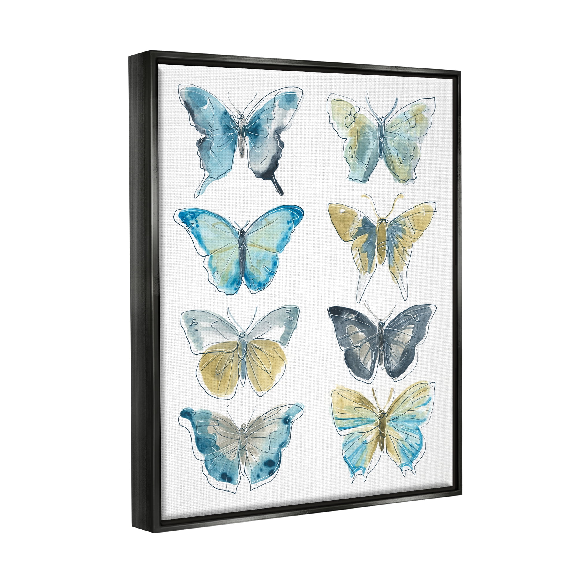 Stupell Varied Butterflies Insect Patterns Animals & Insects Painting Black Floater Framed Art Print Wall Art