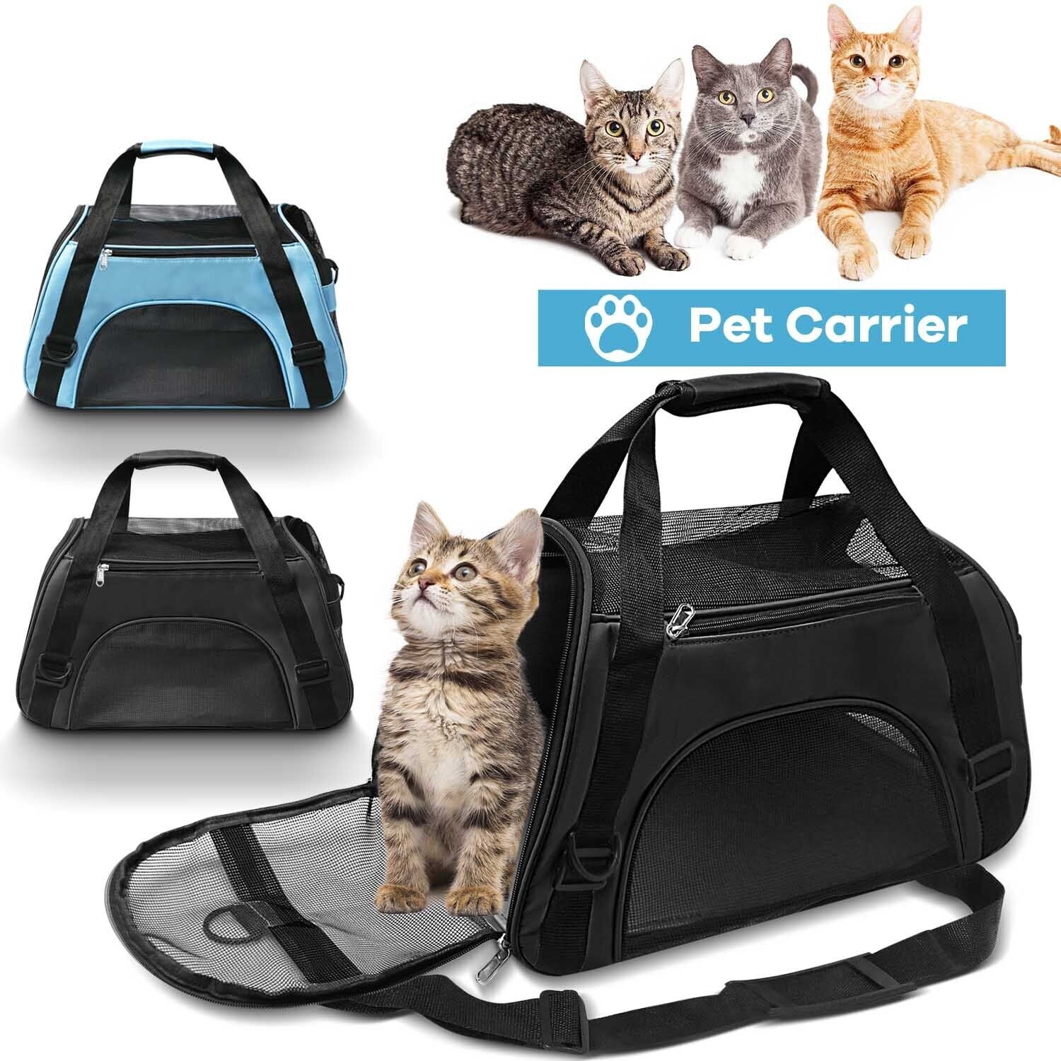 Cshidworld Cat Carrier Airline Approved, Pet Carriers for Cats with Water  Bowl/Front Pocket/Adjustable Shoulder Strap, Collapsible Pet Carrier for