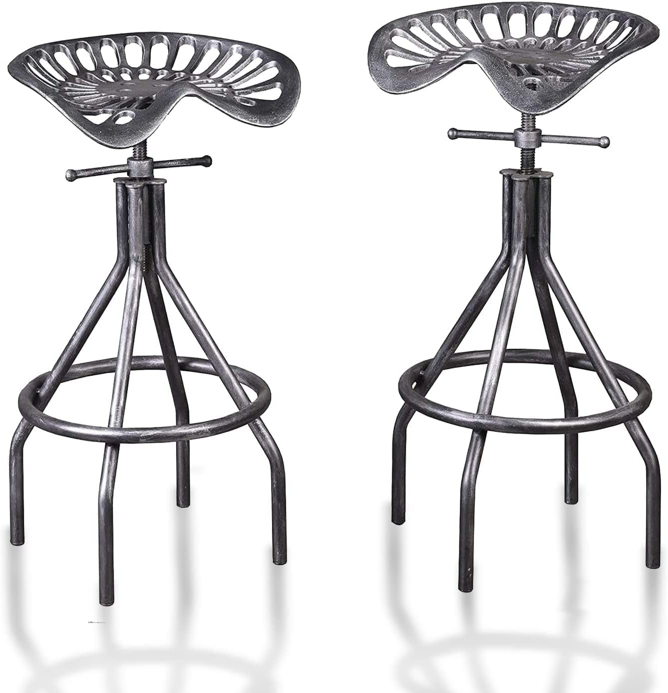 YUEXIA Set of 2 Rustic Industrial Bar StoolCast Iron Tractor Seat