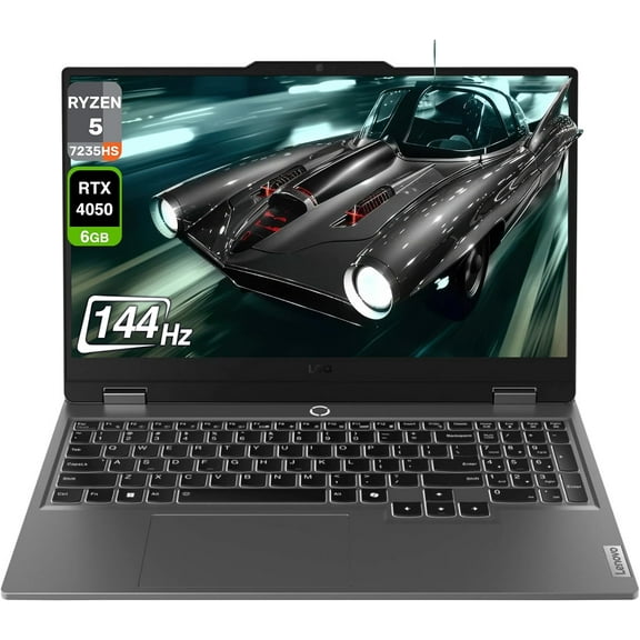 Lenovo LOQ Gaming Laptop, AMD Ryzen 5-7235HS, 12 GB DDR5 RAM, 512 GB PCIe SSD, 15.6" FHD (1920x1800) Display, Nvidia G-Force RTX 4050, Backlit Keyboard, W11 Home, Luna Grey