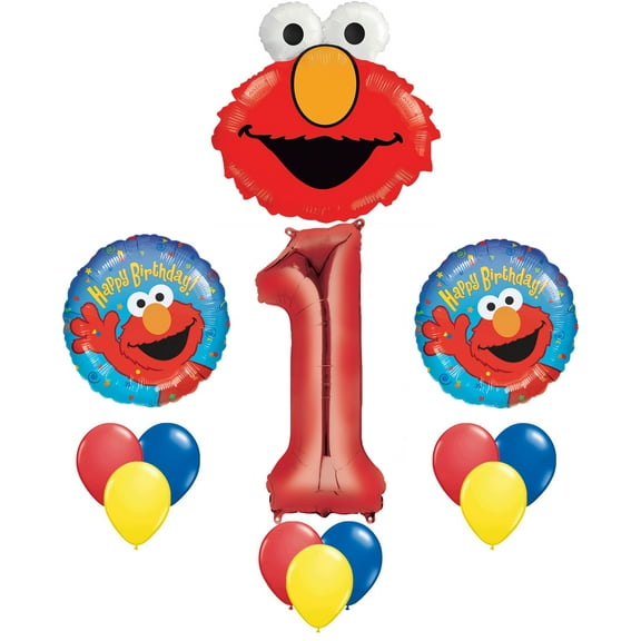 elmo sesame street #1 1st first birthday party supply balloon mylar latex set