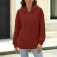 thumbnail image 2 of Womens Baggy Hoodies Plain Pullover Textured Casual Long Sleeve Hooded Sweatshirt Fall Winter Tops with Pocket (2XL, Brown), 2 of 7