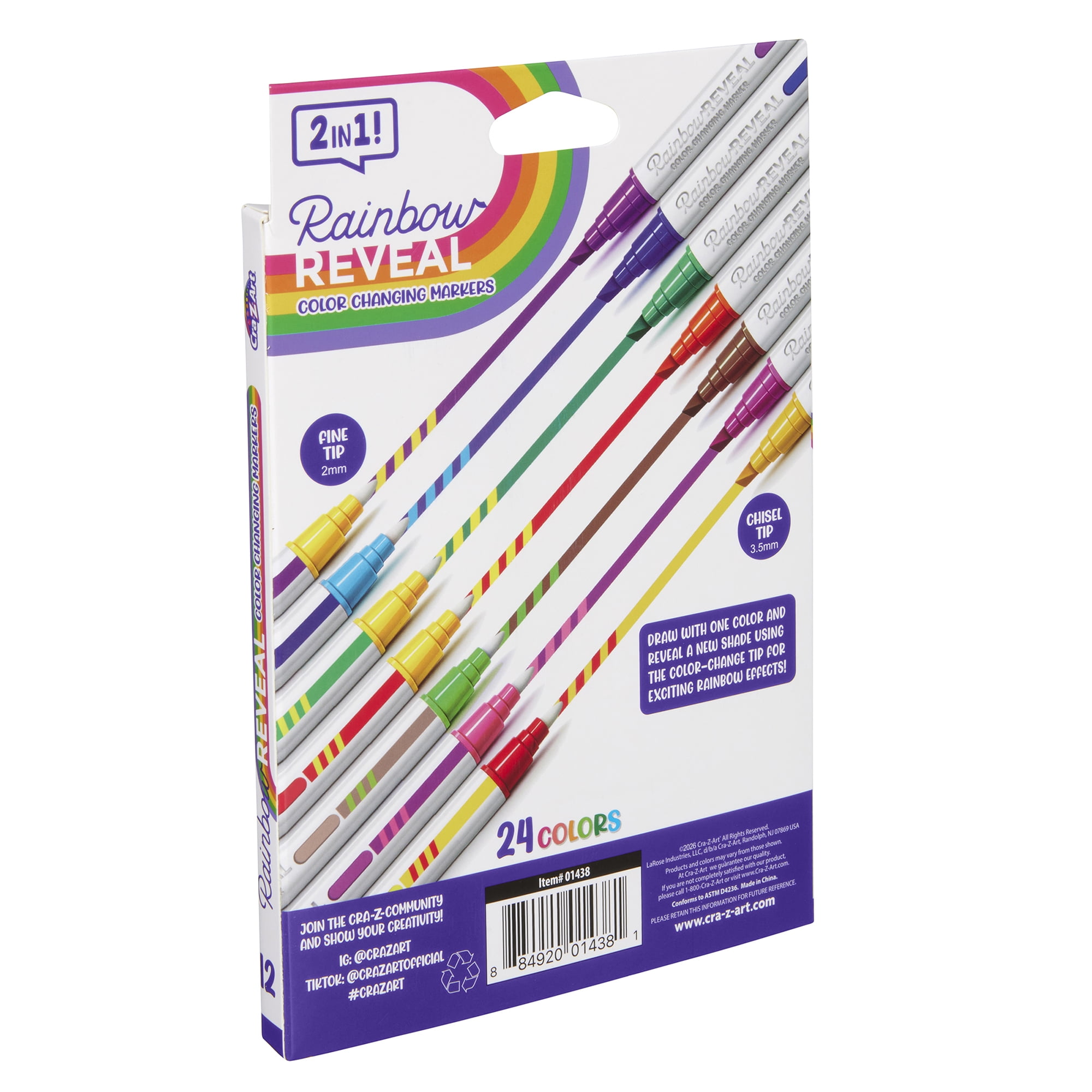 Cra-Z-Art 12 Count Rainbow Reveal Color Changing Markers (24 Colors)