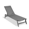 thumbnail image 2 of Seizeen Outdoor Chaise Lounge, Patio Lounge Chair with Wheels All Weather, Five-Position Adjustable Lounge Chair for Poolside Deck Porch Backyard, Gray Aluminum Frame Outdoor Furniture, 2 of 11