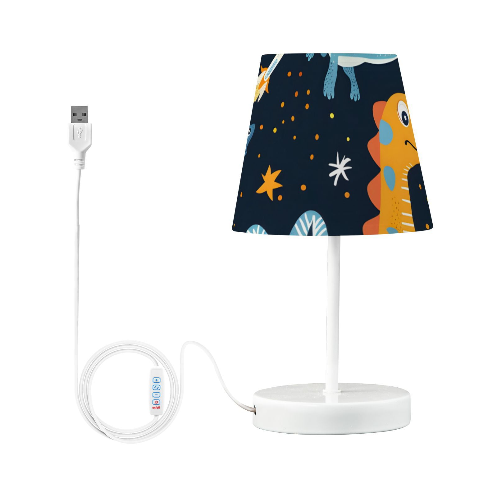 Dinosaurs in Space LED Desk Lamp Table Lamp USB Bedside Nightstand Small Lamp for Bedroom Living Room Kids Room