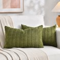 thumbnail image 3 of Fancy Homi 1 Pack Boho Moss Green Decorative Throw Pillow Covers 12x20 inch for Couch Bed Sofa, Rustic Modern Farmhouse Home Decor, Soft Plush Corduroy Cute Rectangle Cushion Case 30x50 cm, 3 of 5