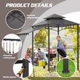 thumbnail image 3 of Magic Union 8'X8' Grill Gazebo Canopy - Heavy Duty Steel Frame, Double Tiered Grill Canopy for Outdoor Grill W/Shelves, Ceiling Hooks and Ground Stakes, Patio Canopy Tent BBQ Gazebo for Backyard, 3 of 9