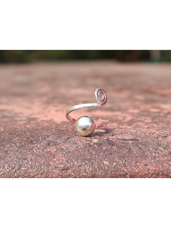 Spiral Ball Ring 925 Sterling Silver Boho Adjustable Design Promise Gift For Her