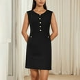 thumbnail image 5 of Karight Women's Formal Work Mini Dress Casual Summer Sleeveless Elegant Button Bussiness Office Outfits, 5 of 9