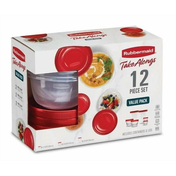 12 Piece Bpa-Free Plastic Kitchen Food Storage Containers Set For Meal Prep Red