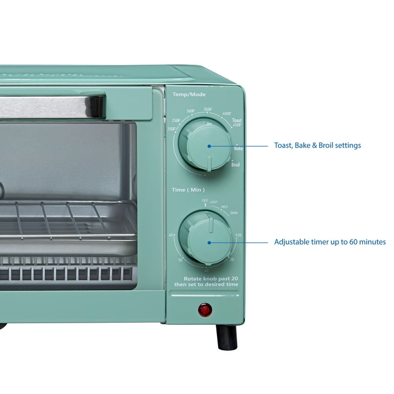 Mainstays 4-Slice Toaster Oven with Baking Rack and Pan, 9-Inch
