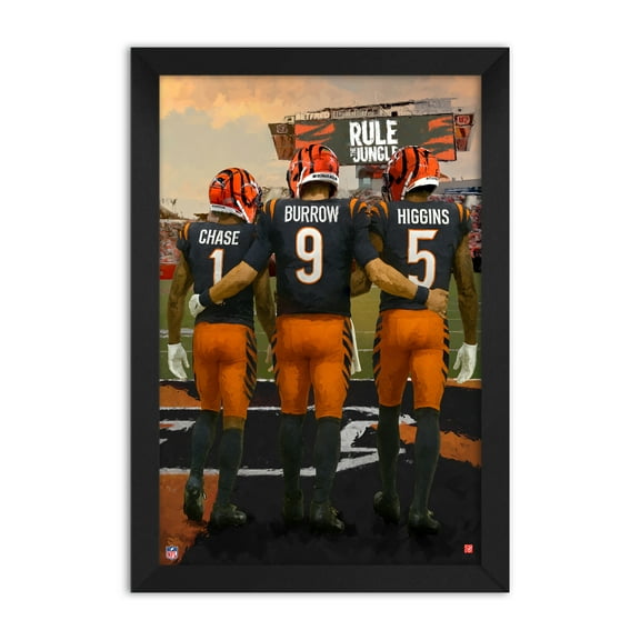 Joe Burrow, Tee Higgins & Ja'Marr Chase Cincinnati Bengals Framed Three-Player Art Print