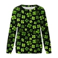 thumbnail image 5 of ASFGIMUJ Women St Pa Day T Shirts Crewneck Green Sweatshirt Raglan Sleeve Shirt Pullover Tops Loose Suitable Dressy Tops,Size L, 5 of 5