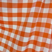 60" Wide Checkered Gingham Buffalo Check Polyester Poplin Fabric - Orange and White by the yard