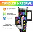 thumbnail image 4 of Rainbow Heart 40oz Tumbler with Handle & Straw, Stainless Steel Insulated Water Bottle Cup - LGBT Pride Month Gift for Women and Men, 4 of 6