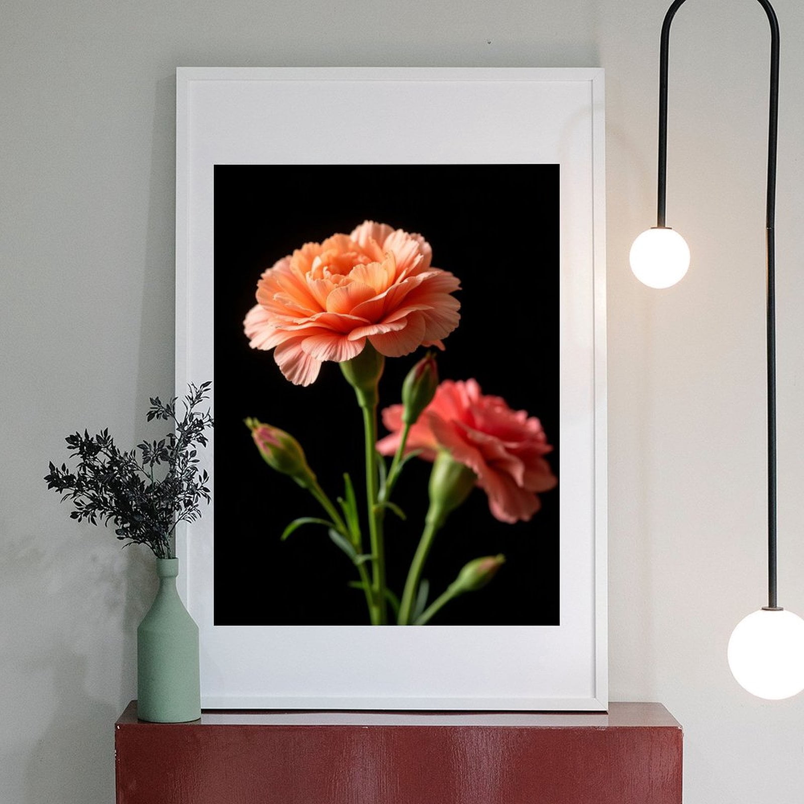 Diamond Art Kits for Adults - 5d Peach Carnation Blooms Dark Background Diamond Painting for Adults, Diamond Art for Adults Beginners, Diamond Painting Kits for Adults for Home Wall Decor