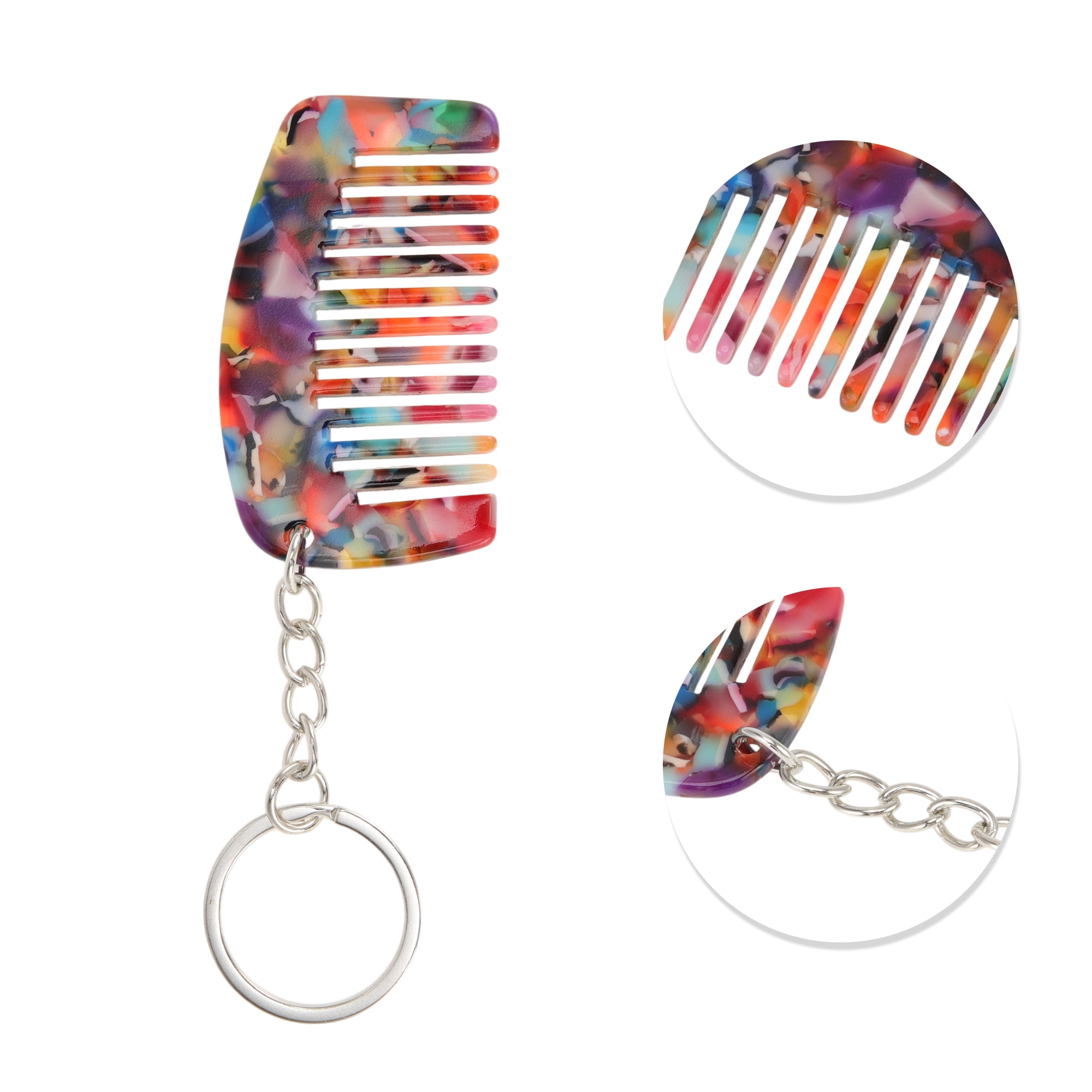 Unique Bargains 1 Pc Mini Keychain Hair Comb for Making hair Smooth Assorted Color
