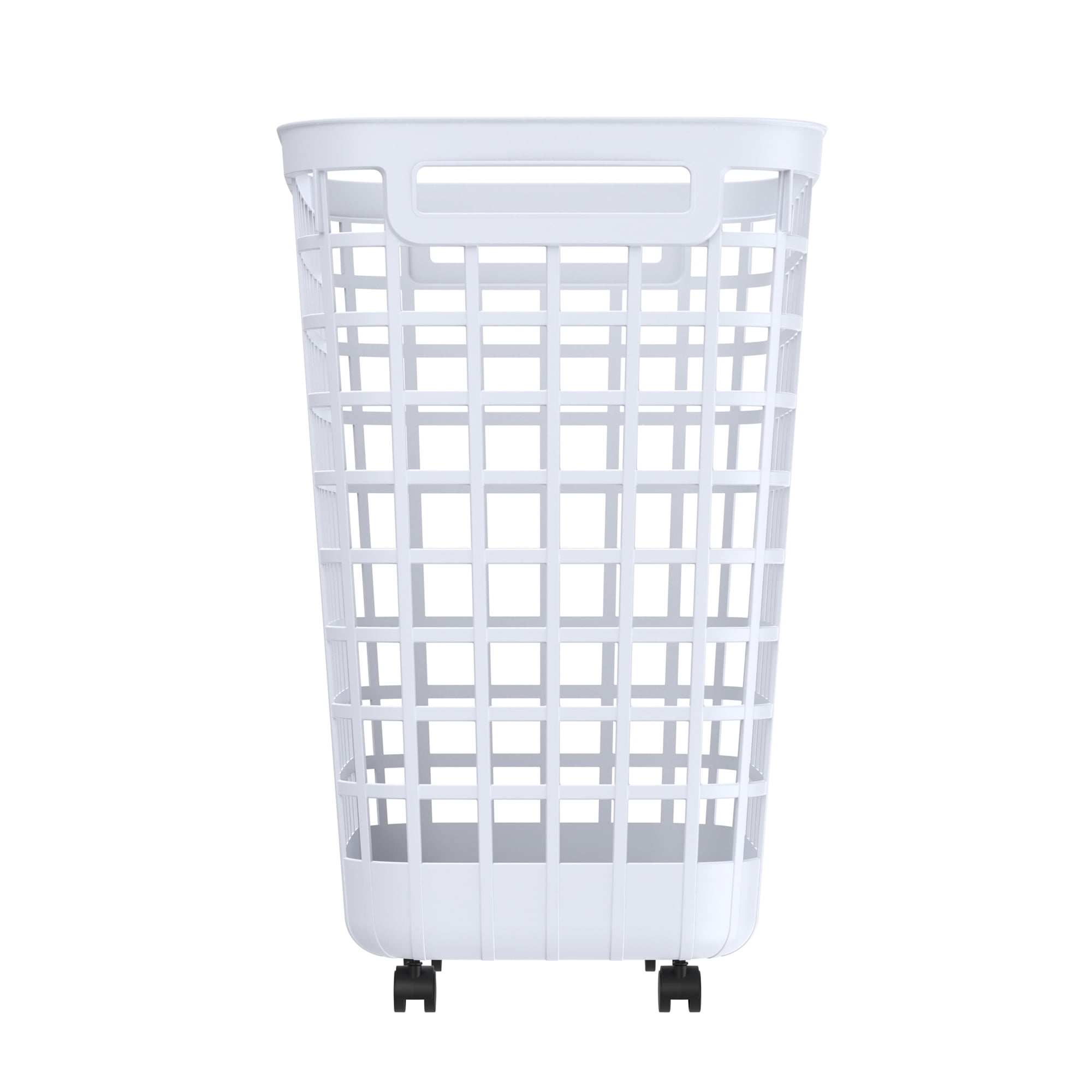 Mainstays 2.6-Bushel White Rolling Laundry Hamper with Easy-Clean Plastic and Smooth-Glide Wheels