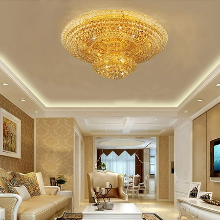 

WUZSTAR Modern LED K9 Ceiling Light Luxury Crystal Pendant Lamp 7 Color Change Chandelier