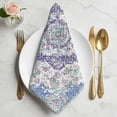 thumbnail image 2 of Blue Purple Boho Cloth Napkins, Vintage Abstract Art Floral Ethnic Tribe Washable and Reusable Dinner Napkins Set of 4, Table Napkin for Kitchen Party Birthday Wedding Hotel Housewarming 20"x20", 2 of 9