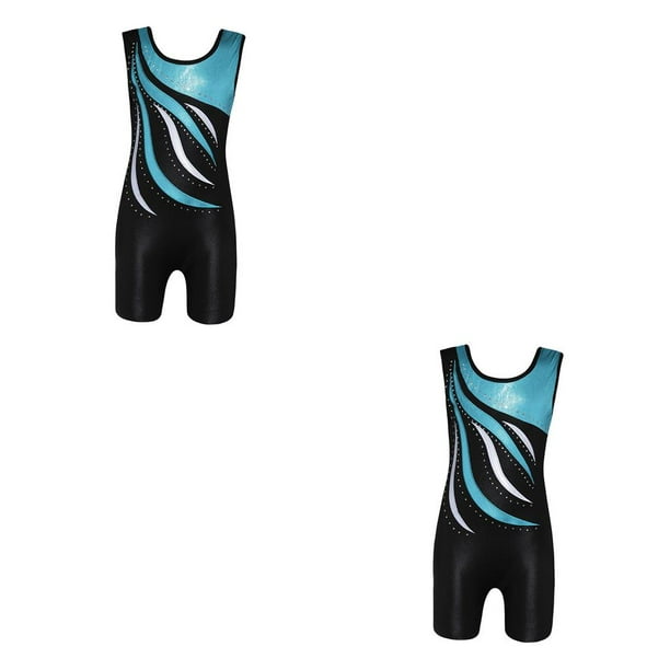 Sonducket Niñas Ballet Danza Gimnasia Leotardos Tank Boy Shorts 9-10 Años Azul Azul 9-10 años 2Conjunto