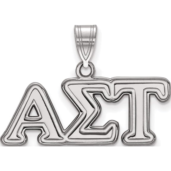 Sterling Silver Rh-Plated Logoart Alpha Sigma Tau Medium Pendant (18 X 27) Made In United States ss003als