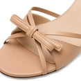 thumbnail image 3 of XYD Women Cute Bowknot Round Open Toe Slip On Sandals Kitten Low Heel Mules Summer Chic Resort Shoes Size 11.5 Nude, 3 of 4