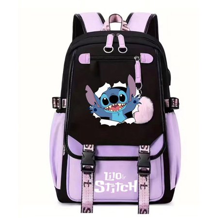 New Product 2024stitch Stitch Stitch USB Rechargeable Schoolbag Men's and Women's Large Capacity Middle School Student College Style Backpack Gg99