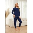 thumbnail image 2 of U2SKIIN Womens Fleece Pajamas Set, Soft Lightweight Sleepwear Pullover Lounge Pjs Set,(Navy,M), 2 of 5