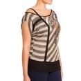 thumbnail image 3 of eVogues Plus Size Designer Print Off Shoulder Top Taupe, 3 of 5