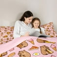 thumbnail image 5 of Homewish Girly Pink Cartoon Bedding Comforter Set for Kids, Cute Capibara Lover Twin Comforter Sets, Kawaii Animal Lover Reversible Bedding Set, Breathable Home Decor, 2pcs, 5 of 8