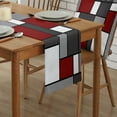 thumbnail image 2 of Table Runner Dresser Scarves 48 Inch Long, Abstract Geometric Color Block Modern Art Linen Dining Table Runners Minimalist White Red Grey Tabletop Scarf for Wedding Holiday Party Kitchen, 2 of 7