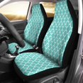 thumbnail image 1 of ABPHQTO Juego de 2 fundas para asientos de coche, trébol azul, menta, blanco, diseño de quatrefoil, Quatre Trellis, protector universal universal para asientos delanteros de coche, 1 of 4