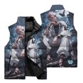 thumbnail image 3 of Chaqueta sin mangas con cremallera y bolsillo con cuello alto de nuevo estilo, estampado 3D Jujutsu Kaisen, chaleco deportivo para viajes al aire libre a prueba de viento, 3 of 5