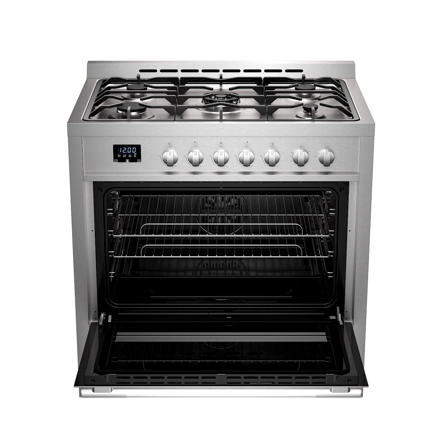 Empava 36-inch 4.3 cu. ft Slide-In Freestanding Single Oven Gas Range with 5 Sealed Burner Cooktop in Stainless Steel