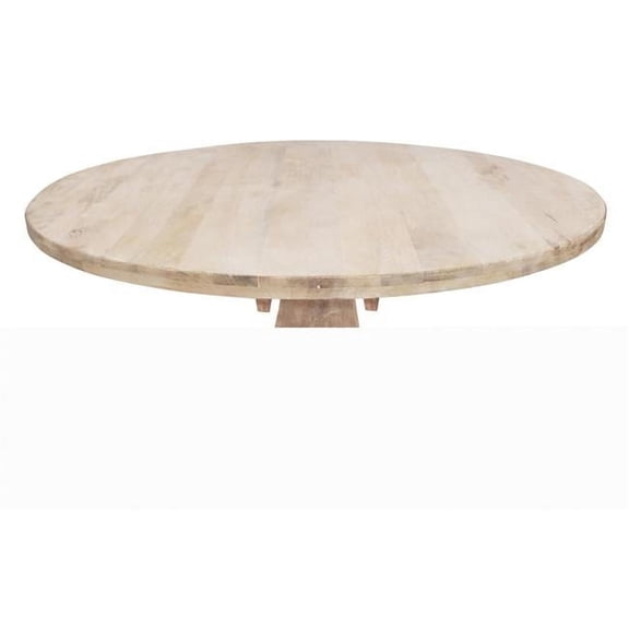 HomeRoots 488691 70 in. Rounded Solid Wood Dining Table, Light Brown