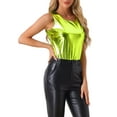 thumbnail image 4 of INSPIRE CHIC Women's Metallic Tank Top Halloween Club Party Shiny Sparkly Holographic Cami Top XL Mustard Green, 4 of 6