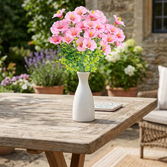 Flores artificiales de seda con tallos falsos de aspecto realista para decoración del hogar, sala de estar, mesa, oficina y bodas – No requieren mantenimiento.