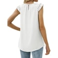 thumbnail image 3 of Hanerdun Women Pleated Chiffon Tank Tops Female Sleeveless Vest Top White S, 3 of 5