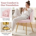 thumbnail image 3 of COOLHUT Petal Velvet Vanity Chair, Flower Cute Girls Mack Up Vanity Stool Chair with Lumber Pillow and Adustable Gold Legs, Upholstered Small Desk Chair for Living Room Bedroom Home Office, Pink, 3 of 9