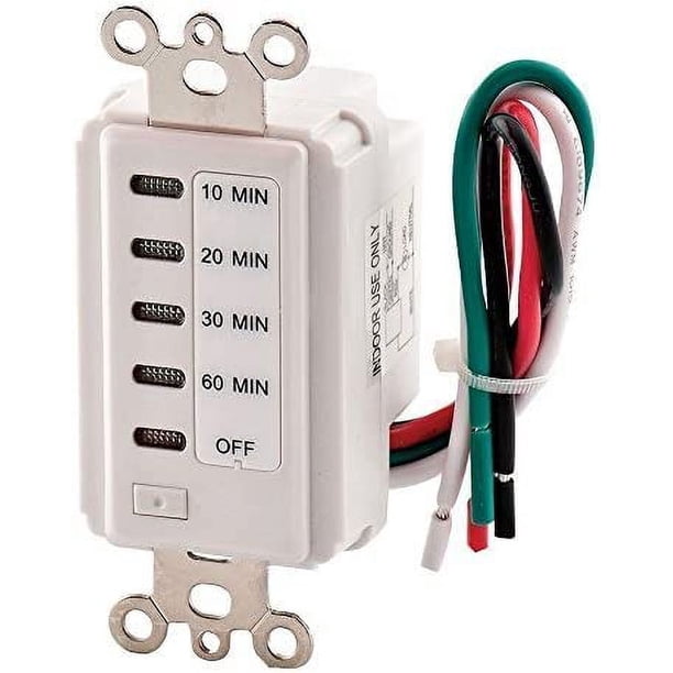 Ventilador De Baño Apagado Automático 60-30-20-10 Minutos Cuenta Regresiva Preestablecida Interruptor De Pared Temporizador Blanco 60 Minutos