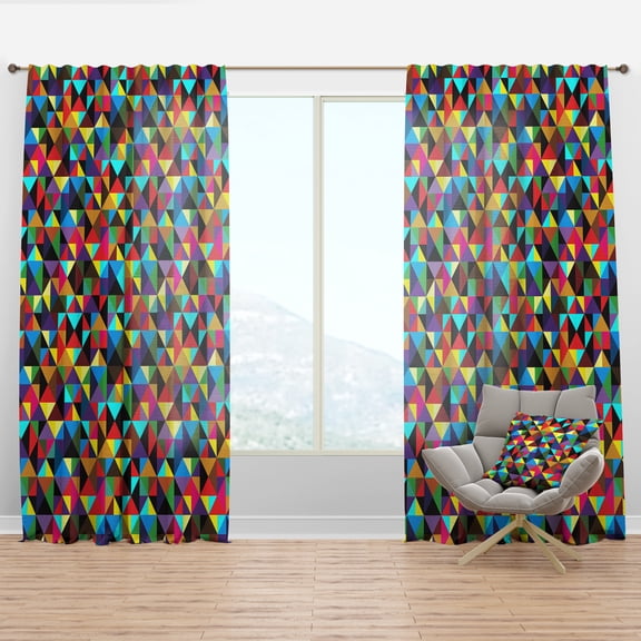 Designart 'Triangular Shapes Colourfields III' Modern Curtain Panel
