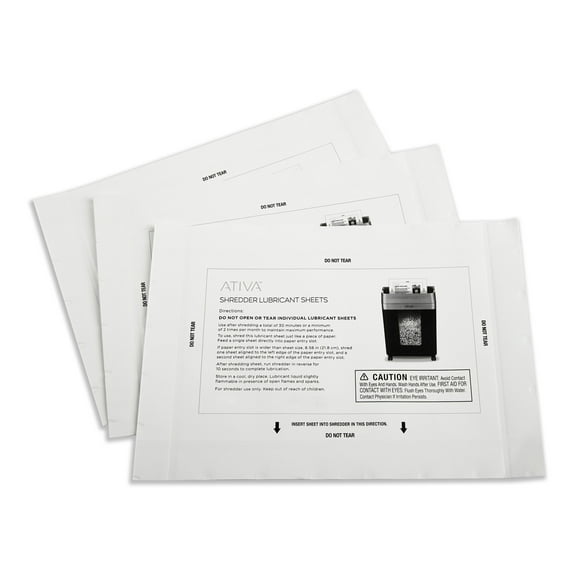 Ativa™ Shredder Lubricant Sheets, Pack Of 100 Sheets